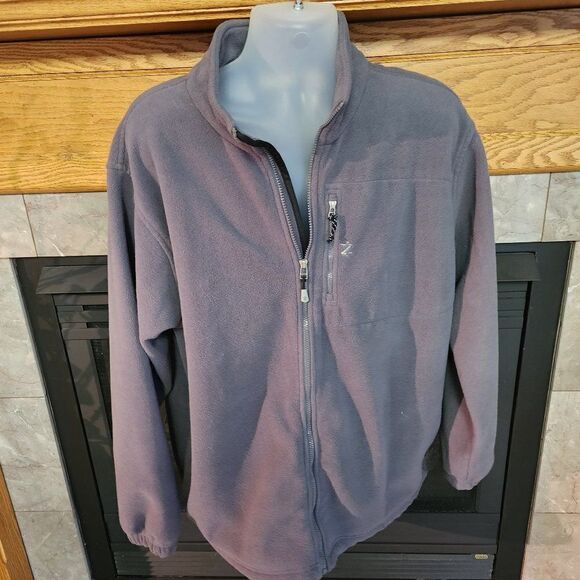 Izod Fleece Jacket Mens L Large Gray Full Zip Mock Neck Size XL - Picture 1 of 4